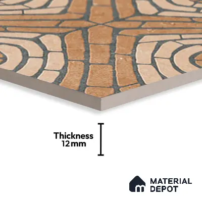 Geometric Floor Tile TL 05297 Strada Ancient Aurolio 20 inch x 20 inch Vitrified Matte Finish - 12 mm | Suitable for Parking, Balcony, Courtyard, Patio, Terrace | Pattern Alignment May Vary | 2-3 mm Spacer is Mandatory