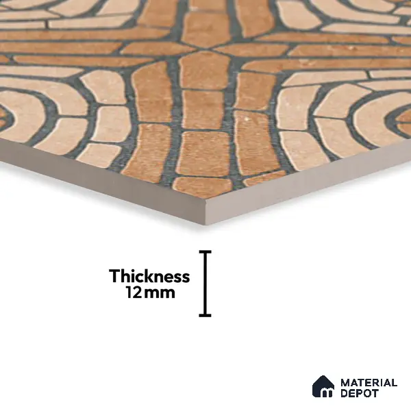 Geometric Floor Tile TL 05297 Strada Ancient Aurolio 20 inch x 20 inch Vitrified Matte Finish - 12 mm | Suitable for Parking, Balcony, Courtyard, Patio, Terrace | Pattern Alignment May Vary | 2-3 mm Spacer is Mandatory