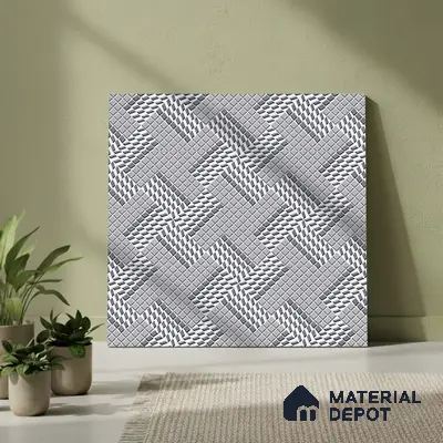 Geometric Floor Tile TL 05298 B Strada Braided Grey 20 inch x 20 inch Vitrified Matte Finish - 12 mm | Suitable for Parking, Balcony, Courtyard, Patio, Terrace | Pattern Alignment May Vary | 2-3 mm Spacer is Mandatory