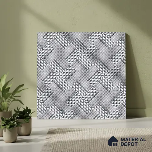 Stone Floor Tile TL 05298 B Strada Braided Grey 20 inch x 20 inch Vitrified Matte Finish - 12 mm | Suitable for Parking, Balcony, Courtyard, Patio, Terrace | Pattern Alignment May Vary | 2-3 mm Spacer is Mandatory