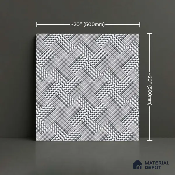 Geometric Floor Tile TL 05298 B Strada Braided Grey 20 inch x 20 inch Vitrified Matte Finish - 12 mm | Suitable for Parking, Balcony, Courtyard, Patio, Terrace | Pattern Alignment May Vary | 2-3 mm Spacer is Mandatory