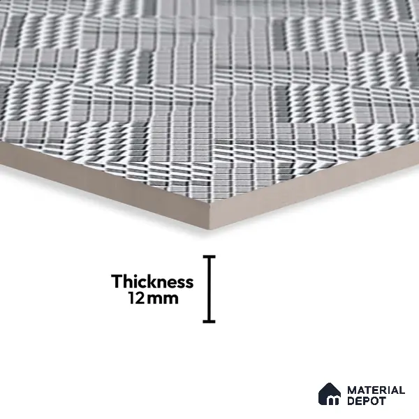 Geometric Floor Tile TL 05298 B Strada Braided Grey 20 inch x 20 inch Vitrified Matte Finish - 12 mm | Suitable for Parking, Balcony, Courtyard, Patio, Terrace | Pattern Alignment May Vary | 2-3 mm Spacer is Mandatory