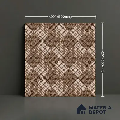Geometric Floor Tile TL 05298 Strada Braided Brown 20 inch x 20 inch Vitrified Matte Finish - 12 mm | Suitable for Parking, Balcony, Courtyard, Patio, Terrace | Pattern Alignment May Vary | 2-3 mm Spacer is Mandatory