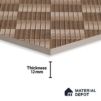 Geometric Floor Tile TL 05298 Strada Braided Brown 20 inch x 20 inch Vitrified Matte Finish - 12 mm | Suitable for Parking, Balcony, Courtyard, Patio, Terrace | Pattern Alignment May Vary | 2-3 mm Spacer is Mandatory