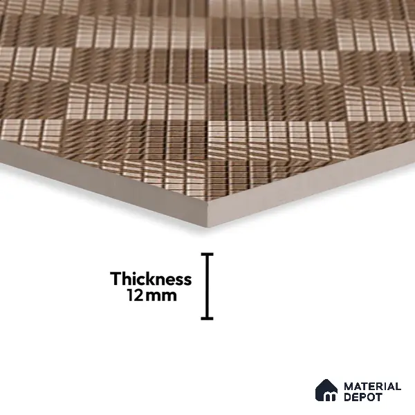 Geometric Floor Tile TL 05298 Strada Braided Brown 20 inch x 20 inch Vitrified Matte Finish - 12 mm | Suitable for Parking, Balcony, Courtyard, Patio, Terrace | Pattern Alignment May Vary | 2-3 mm Spacer is Mandatory