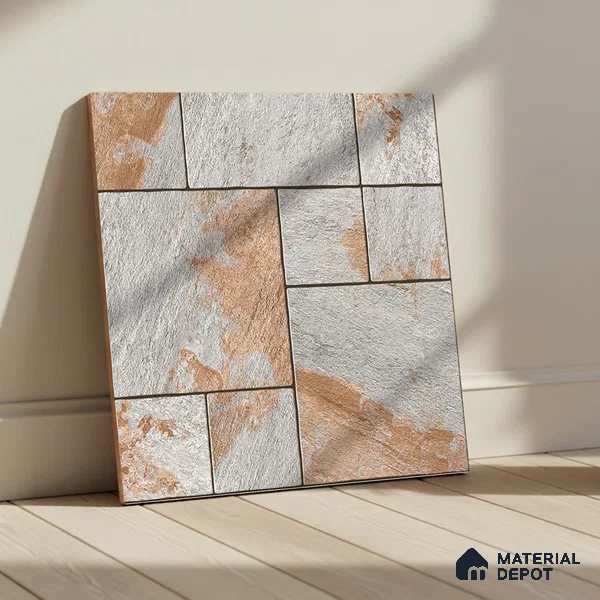 Stone Floor Tile TL 05299 B Strada Cubix Granite 20 inch x 20 inch Vitrified Matte Finish - 12 mm | Suitable for Parking, Balcony, Courtyard, Patio, Terrace | Pattern Alignment May Vary | 2-3 mm Spacer is Mandatory