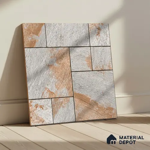 Stone Floor Tile TL 05299 B Strada Cubix Granite 20 inch x 20 inch Vitrified Matte Finish - 12 mm | Suitable for Parking, Balcony, Courtyard, Patio, Terrace | Pattern Alignment May Vary | 2-3 mm Spacer is Mandatory