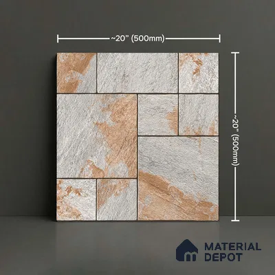 Stone Floor Tile TL 05299 B Strada Cubix Granite 20 inch x 20 inch Vitrified Matte Finish - 12 mm | Suitable for Parking, Balcony, Courtyard, Patio, Terrace | Pattern Alignment May Vary | 2-3 mm Spacer is Mandatory