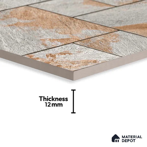 Stone Floor Tile TL 05299 B Strada Cubix Granite 20 inch x 20 inch Vitrified Matte Finish - 12 mm | Suitable for Parking, Balcony, Courtyard, Patio, Terrace | Pattern Alignment May Vary | 2-3 mm Spacer is Mandatory