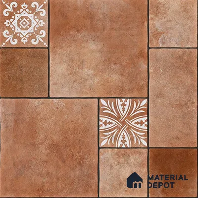 Stone Floor Tile TL 05299 C Strada Cubix Chestnut 20 inch x 20 inch Vitrified Matte Finish - 12 mm | Suitable for Parking, Balcony, Courtyard, Patio, Terrace | Pattern Alignment May Vary | 2-3 mm Spacer is Mandatory