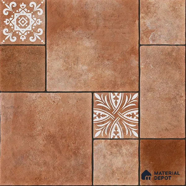 Stone Floor Tile TL 05299 C Strada Cubix Chestnut 20 inch x 20 inch Vitrified Matte Finish - 12 mm | Suitable for Parking, Balcony, Courtyard, Patio, Terrace | Pattern Alignment May Vary | 2-3 mm Spacer is Mandatory