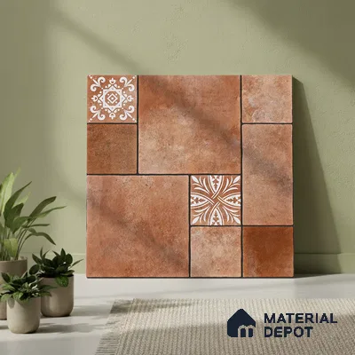 Stone Floor Tile TL 05299 C Strada Cubix Chestnut 20 inch x 20 inch Vitrified Matte Finish - 12 mm | Suitable for Parking, Balcony, Courtyard, Patio, Terrace | Pattern Alignment May Vary | 2-3 mm Spacer is Mandatory