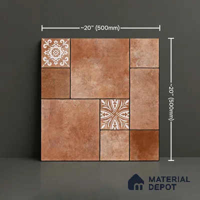 Stone Floor Tile TL 05299 C Strada Cubix Chestnut 20 inch x 20 inch Vitrified Matte Finish - 12 mm | Suitable for Parking, Balcony, Courtyard, Patio, Terrace | Pattern Alignment May Vary | 2-3 mm Spacer is Mandatory