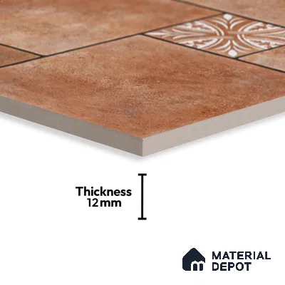 Stone Floor Tile TL 05299 C Strada Cubix Chestnut 20 inch x 20 inch Vitrified Matte Finish - 12 mm | Suitable for Parking, Balcony, Courtyard, Patio, Terrace | Pattern Alignment May Vary | 2-3 mm Spacer is Mandatory
