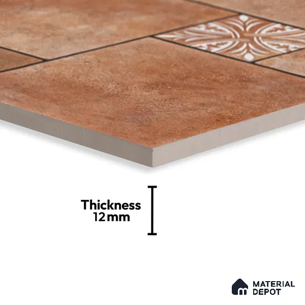 Stone Floor Tile TL 05299 C Strada Cubix Chestnut 20 inch x 20 inch Vitrified Matte Finish - 12 mm | Suitable for Parking, Balcony, Courtyard, Patio, Terrace | Pattern Alignment May Vary | 2-3 mm Spacer is Mandatory