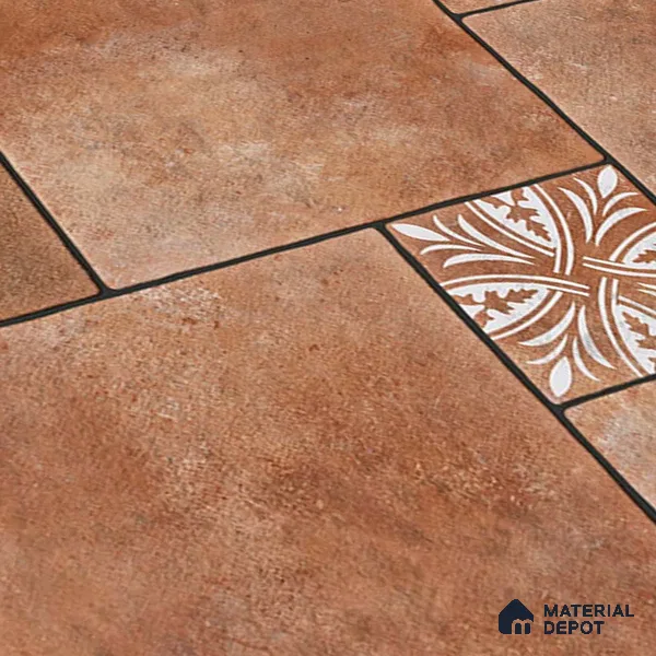 Stone Floor Tile TL 05299 C Strada Cubix Chestnut 20 inch x 20 inch Vitrified Matte Finish - 12 mm | Suitable for Parking, Balcony, Courtyard, Patio, Terrace | Pattern Alignment May Vary | 2-3 mm Spacer is Mandatory