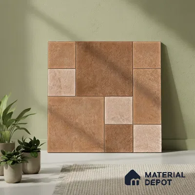Geometric Floor Tile TL 05299 Strada Cuboid Crema 20 inch x 20 inch Vitrified Matte Finish - 12 mm | Suitable for Parking, Balcony, Courtyard, Patio, Terrace | Pattern Alignment May Vary | 2-3 mm Spacer is Mandatory (Sample)