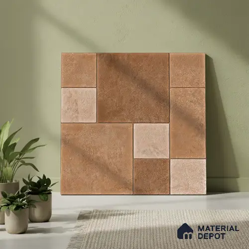 Stone Floor Tile TL 05299 Strada Cuboid Crema 20 inch x 20 inch Vitrified Matte Finish - 12 mm | Suitable for Parking, Balcony, Courtyard, Patio, Terrace | Pattern Alignment May Vary | 2-3 mm Spacer is Mandatory