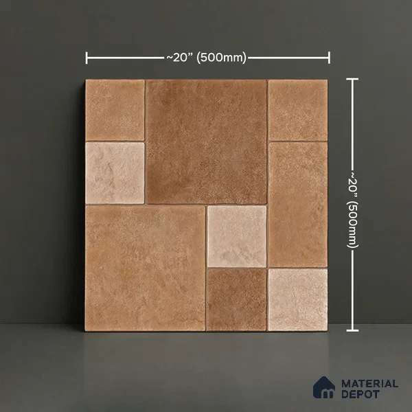 Geometric Floor Tile TL 05299 Strada Cuboid Crema 20 inch x 20 inch Vitrified Matte Finish - 12 mm | Suitable for Parking, Balcony, Courtyard, Patio, Terrace | Pattern Alignment May Vary | 2-3 mm Spacer is Mandatory (Sample)