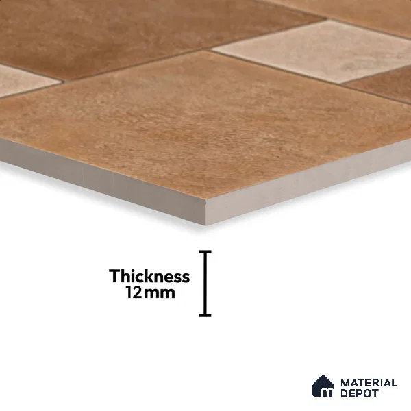 Geometric Floor Tile TL 05299 Strada Cuboid Crema 20 inch x 20 inch Vitrified Matte Finish - 12 mm | Suitable for Parking, Balcony, Courtyard, Patio, Terrace | Pattern Alignment May Vary | 2-3 mm Spacer is Mandatory (Sample)