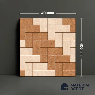 Geometric Floor Tile TL 05300 B Strada Herringbone Crema 16 inch x 16 inch Vitrified Punch Matte Finish - 12 mm | Suitable for Parking, Balcony, Courtyard, Patio, Terrace (Sample)