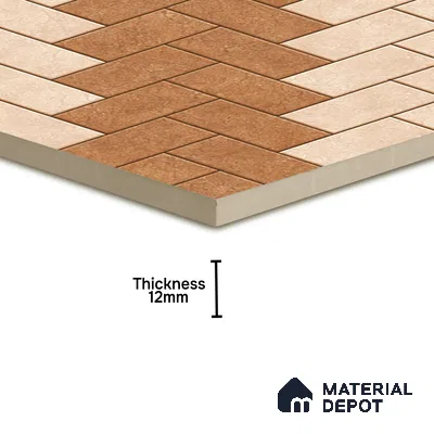 Geometric Floor Tile TL 05300 B Strada Herringbone Crema 16 inch x 16 inch Vitrified Punch Matte Finish - 12 mm | Suitable for Parking, Balcony, Courtyard, Patio, Terrace (Sample)