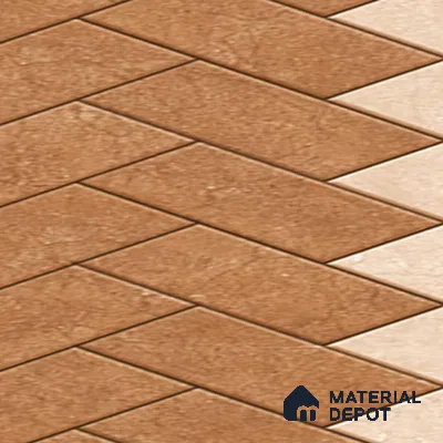 Geometric Floor Tile TL 05300 B Strada Herringbone Crema 16 inch x 16 inch Vitrified Punch Matte Finish - 12 mm | Suitable for Parking, Balcony, Courtyard, Patio, Terrace (Sample)