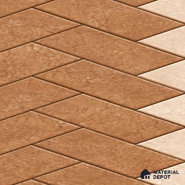 Geometric Floor Tile TL 05300 B Strada Herringbone Crema 16 inch x 16 inch Vitrified Punch Matte Finish - 12 mm | Suitable for Parking, Balcony, Courtyard, Patio, Terrace (Sample)