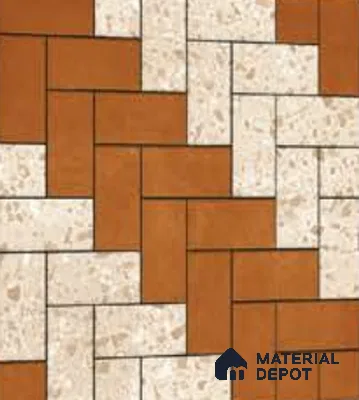 Geometric Floor Tile TL 05300 C Strada Herringbone Triza 16 inch x 16 inch Vitrified Punch Matte Finish - 12 mm | Suitable for Parking, Balcony, Courtyard, Patio, Terrace | Pattern Alignment May Vary | 2-3 mm Spacer is Mandatory