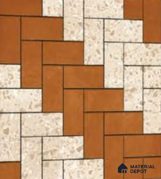 Geometric Floor Tile TL 05300 C Strada Herringbone Triza 16 inch x 16 inch Vitrified Punch Matte Finish - 12 mm | Suitable for Parking, Balcony, Courtyard, Patio, Terrace | Pattern Alignment May Vary | 2-3 mm Spacer is Mandatory