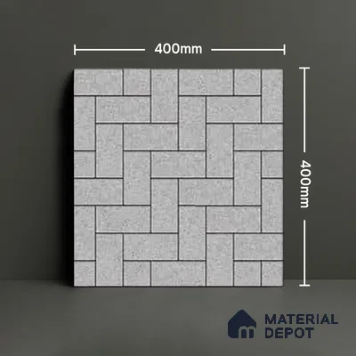 Geometric Floor Tile TL 05300 D Strada Herringbone Smoke 16 inch x 16 inch Vitrified Punch Matte Finish - 12 mm | Suitable for Parking, Balcony, Courtyard, Patio, Terrace | Pattern Alignment May Vary | 2-3 mm Spacer is Mandatory