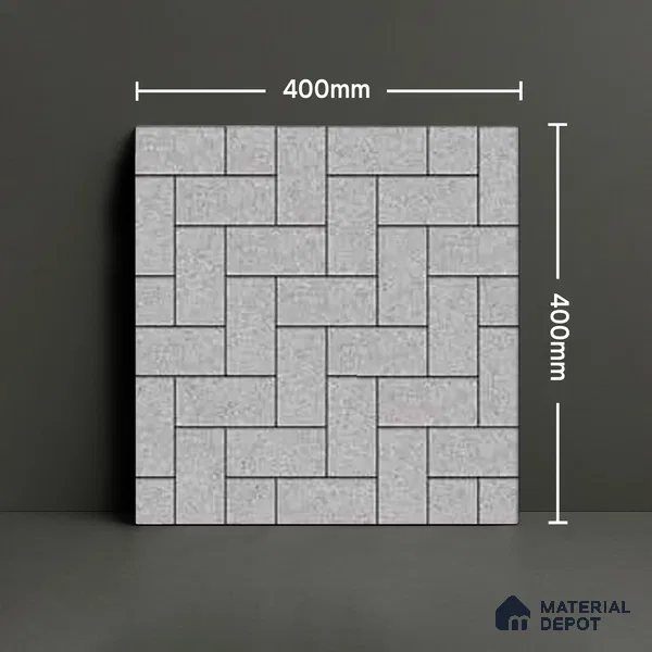 Geometric Floor Tile TL 05300 D Strada Herringbone Smoke 16 inch x 16 inch Vitrified Punch Matte Finish - 12 mm | Suitable for Parking, Balcony, Courtyard, Patio, Terrace | Pattern Alignment May Vary | 2-3 mm Spacer is Mandatory