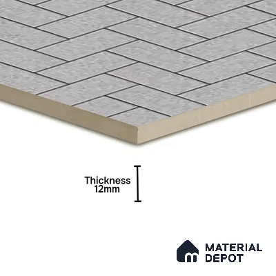 Geometric Floor Tile TL 05300 D Strada Herringbone Smoke 16 inch x 16 inch Vitrified Punch Matte Finish - 12 mm | Suitable for Parking, Balcony, Courtyard, Patio, Terrace | Pattern Alignment May Vary | 2-3 mm Spacer is Mandatory