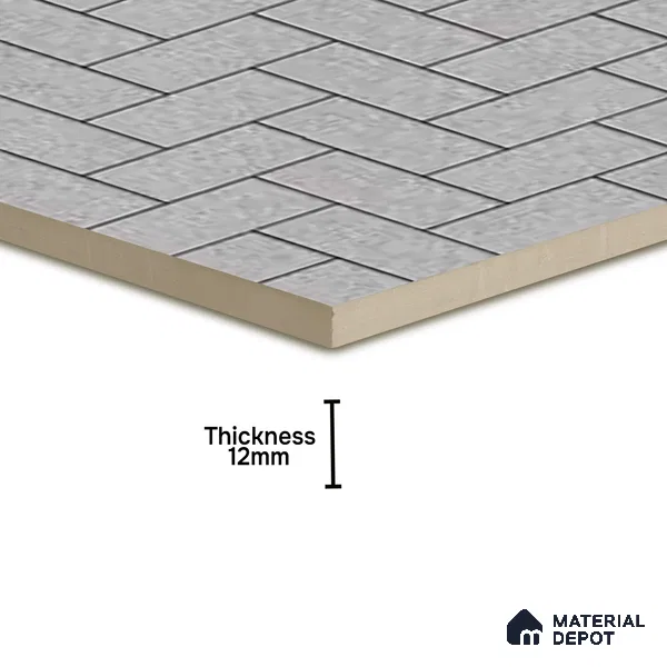 Geometric Floor Tile TL 05300 D Strada Herringbone Smoke 16 inch x 16 inch Vitrified Punch Matte Finish - 12 mm | Suitable for Parking, Balcony, Courtyard, Patio, Terrace | Pattern Alignment May Vary | 2-3 mm Spacer is Mandatory