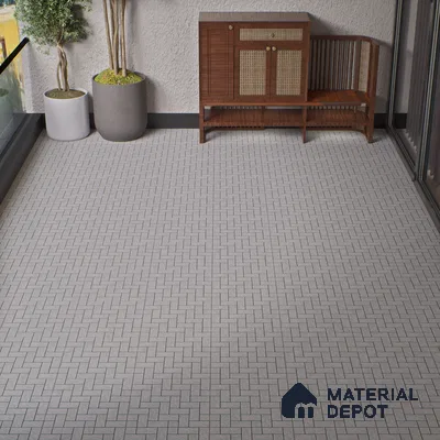 Geometric Floor Tile TL 05300 D Strada Herringbone Smoke 16 inch x 16 inch Vitrified Punch Matte Finish - 12 mm | Suitable for Parking, Balcony, Courtyard, Patio, Terrace | Pattern Alignment May Vary | 2-3 mm Spacer is Mandatory