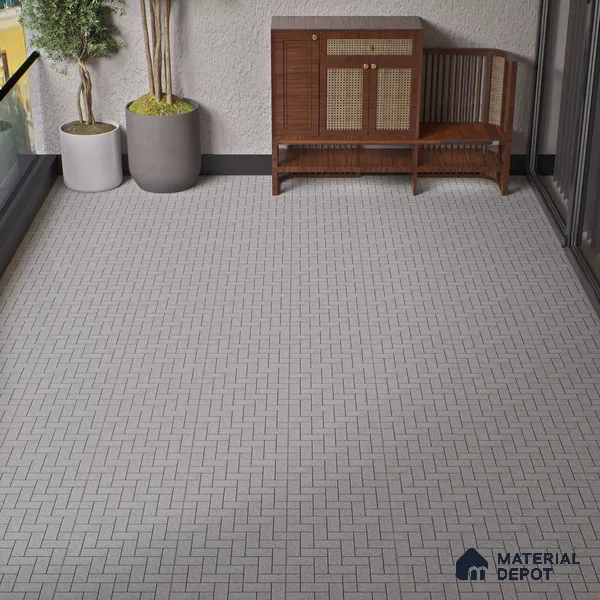 Geometric Floor Tile TL 05300 D Strada Herringbone Smoke 16 inch x 16 inch Vitrified Punch Matte Finish - 12 mm | Suitable for Parking, Balcony, Courtyard, Patio, Terrace | Pattern Alignment May Vary | 2-3 mm Spacer is Mandatory