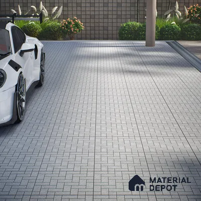Geometric Floor Tile TL 05300 D Strada Herringbone Smoke 16 inch x 16 inch Vitrified Punch Matte Finish - 12 mm | Suitable for Parking, Balcony, Courtyard, Patio, Terrace | Pattern Alignment May Vary | 2-3 mm Spacer is Mandatory