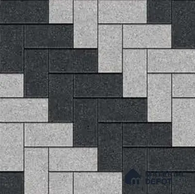 Geometric Floor Tile TL 05300 E Strada Herringbone Shadow 16 inch x 16 inch Vitrified Punch Matte Finish - 12 mm | Suitable for Parking, Balcony, Courtyard, Patio, Terrace | Pattern Alignment May Vary | 2-3 mm Spacer is Mandatory