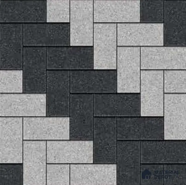 Geometric Floor Tile TL 05300 E Strada Herringbone Shadow 16 inch x 16 inch Vitrified Punch Matte Finish - 12 mm | Suitable for Parking, Balcony, Courtyard, Patio, Terrace | Pattern Alignment May Vary | 2-3 mm Spacer is Mandatory