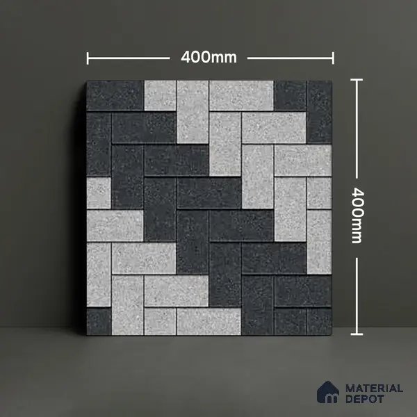 Geometric Floor Tile TL 05300 E Strada Herringbone Shadow 16 inch x 16 inch Vitrified Punch Matte Finish - 12 mm | Suitable for Parking, Balcony, Courtyard, Patio, Terrace | Pattern Alignment May Vary | 2-3 mm Spacer is Mandatory