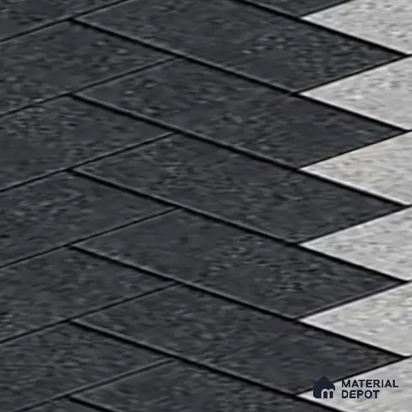 Geometric Floor Tile TL 05300 E Strada Herringbone Shadow 16 inch x 16 inch Vitrified Punch Matte Finish - 12 mm | Suitable for Parking, Balcony, Courtyard, Patio, Terrace | Pattern Alignment May Vary | 2-3 mm Spacer is Mandatory