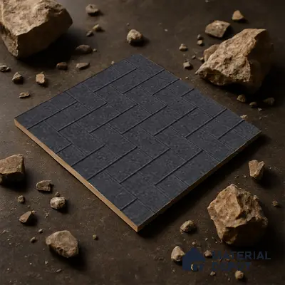Stone Floor Tile TL 05300 F Strada Herringbone Nero 16 inch x 16 inch Vitrified Punch Matte Finish - 12 mm | Suitable for Parking, Balcony, Courtyard, Patio, Terrace | Pattern Alignment May Vary | 2-3 mm Spacer is Mandatory