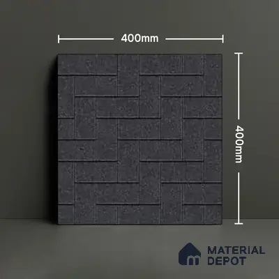 Stone Floor Tile TL 05300 F Strada Herringbone Nero 16 inch x 16 inch Vitrified Punch Matte Finish - 12 mm | Suitable for Parking, Balcony, Courtyard, Patio, Terrace | Pattern Alignment May Vary | 2-3 mm Spacer is Mandatory