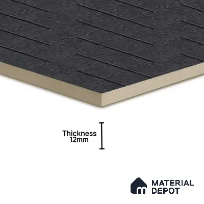 Stone Floor Tile TL 05300 F Strada Herringbone Nero 16 inch x 16 inch Vitrified Punch Matte Finish - 12 mm | Suitable for Parking, Balcony, Courtyard, Patio, Terrace | Pattern Alignment May Vary | 2-3 mm Spacer is Mandatory
