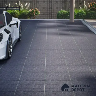 Stone Floor Tile TL 05300 F Strada Herringbone Nero 16 inch x 16 inch Vitrified Punch Matte Finish - 12 mm | Suitable for Parking, Balcony, Courtyard, Patio, Terrace | Pattern Alignment May Vary | 2-3 mm Spacer is Mandatory
