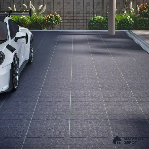 Stone Floor Tile TL 05300 F Strada Herringbone Nero 16 inch x 16 inch Vitrified Punch Matte Finish - 12 mm | Suitable for Parking, Balcony, Courtyard, Patio, Terrace | Pattern Alignment May Vary | 2-3 mm Spacer is Mandatory