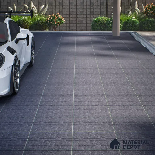 Stone Floor Tile TL 05300 F Strada Herringbone Nero 16 inch x 16 inch Vitrified Punch Matte Finish - 12 mm | Suitable for Parking, Balcony, Courtyard, Patio, Terrace | Pattern Alignment May Vary | 2-3 mm Spacer is Mandatory