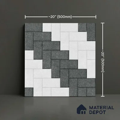 Stone Floor Tile TL 05300 G Strada Slate Brick 20 inch x 20 inch Vitrified Matte Finish - 12 mm | Suitable for Parking, Balcony, Courtyard, Patio, Terrace | Pattern Alignment May Vary | 2-3 mm Spacer is Mandatory (Sample)