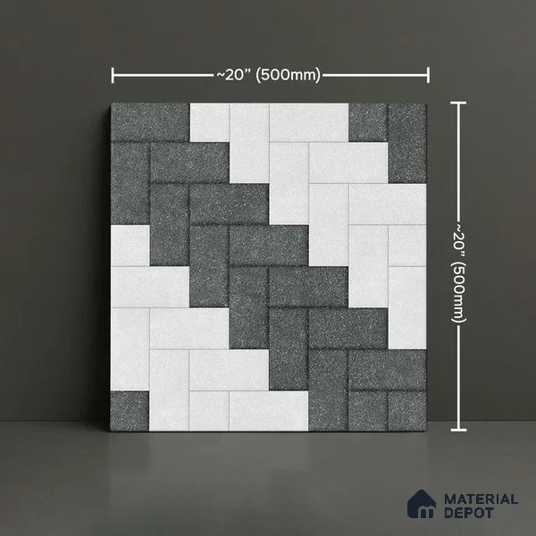 Stone Floor Tile TL 05300 G Strada Slate Brick 20 inch x 20 inch Vitrified Matte Finish - 12 mm | Suitable for Parking, Balcony, Courtyard, Patio, Terrace | Pattern Alignment May Vary | 2-3 mm Spacer is Mandatory (Sample)