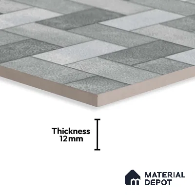 Geometric Floor Tile TL 05300 Strada Herringbone Haze 20 inch x 20 inch Vitrified Matte Finish - 12 mm | Suitable for Parking, Balcony, Courtyard, Patio, Terrace | Pattern Alignment May Vary | 2-3 mm Spacer is Mandatory (Sample)